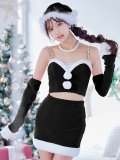 【即日発送】【サンタコス 5点セット】【XS-Lサイズ/3カラー】オフショルダーロングスリーブセットアップサンタコスプレ[HC02]