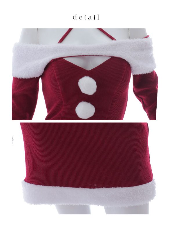 画像15: 【即日発送】【サンタコス 3点セット】【S-Lサイズ/1カラー】クロスネックバストオープンサンタコスプレ[OF01]