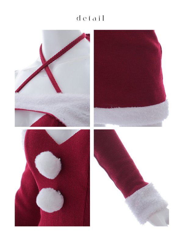 画像16: 【即日発送】【サンタコス 3点セット】【S-Lサイズ/1カラー】クロスネックバストオープンサンタコスプレ[OF01]