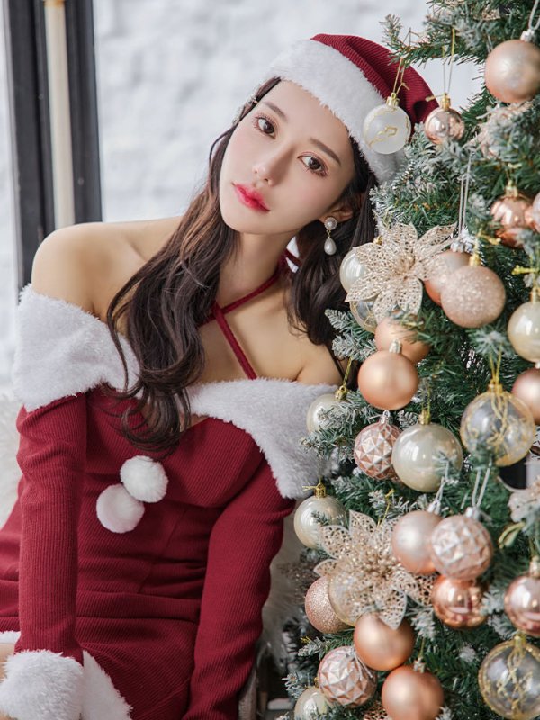 画像12: 【即日発送】【サンタコス 3点セット】【S-Lサイズ/1カラー】クロスネックバストオープンサンタコスプレ[OF01]