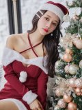 【即日発送】【サンタコス 3点セット】【S-Lサイズ/1カラー】クロスネックバストオープンサンタコスプレ[HC02]