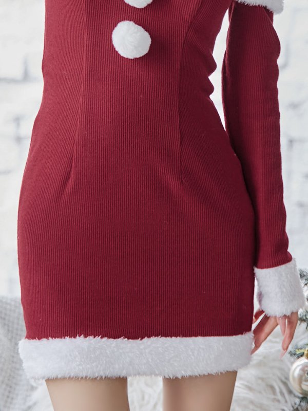 画像7: 【即日発送】【サンタコス 3点セット】【S-Lサイズ/1カラー】クロスネックバストオープンサンタコスプレ[OF01]