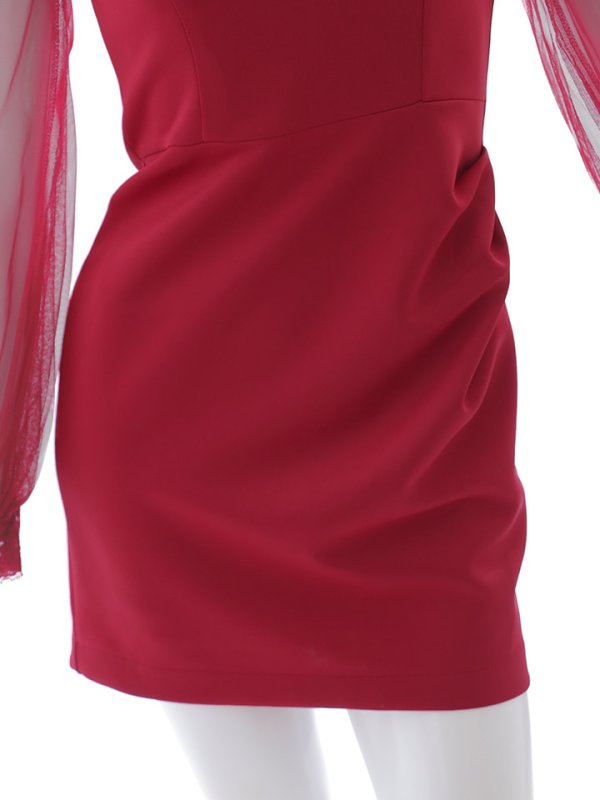 画像16: ビジューオフショルダーミニドレス/タック/ストレッチ/ロングスリーブ/谷間見せ/ミニドレス/キャバドレス【XS-XLサイズ/1カラー】[OF01A] 【SB】dzpg