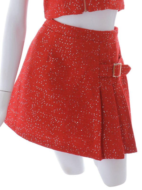 画像14: ツイードセットアップスパンコールドレス/2ピース/半袖/ジップアップ/プリーツスカート/谷間見せ/背中隠し/ミニドレス/キャバドレス【XS-XLサイズ/1カラー】[OF01A] 【SB】dzw