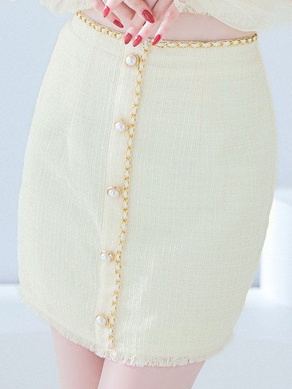 画像5: ツイードセットアップドレス/2ピース/チュール袖/パールボタン/谷間見せ/背中隠し/ミニドレス/キャバドレス 【S-XLサイズ/1カラー】[OF01A] 【SB】dzy