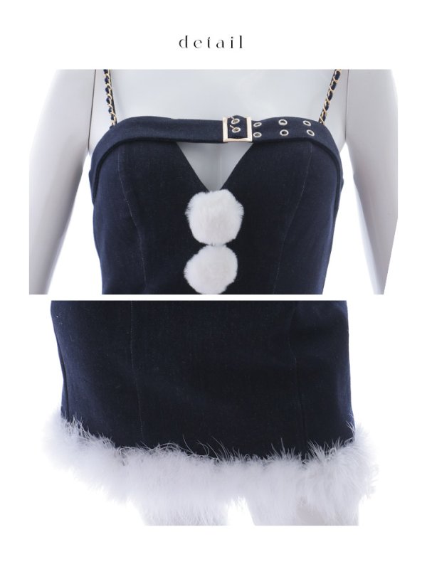 画像21: 【即日発送！】【サンタコス 4点セット】【XS-Mサイズ/1カラー】デニムキャミソールサンタコスプレ[YMT]