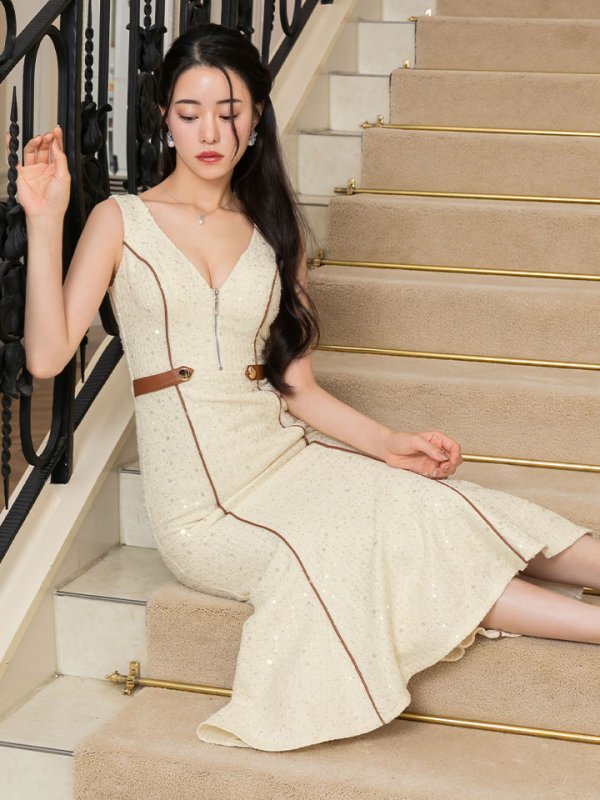 画像11: 【sifeel/シフィール】【送料無料！】ツイードスパンコールマーメイドワンピース/キャバドレス【S-Lサイズ/1カラー】[OF01A] 【SB】dzwv