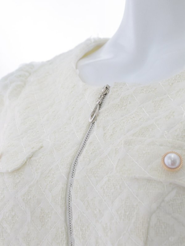 画像12: 新サイズ登場!【sifeel/シフィール】ツイードミディアムドレス/ジップアップ/パール/フレアスカート/背中隠し/キャバドレス【S-XLサイズ/1カラー】[OF01A] 【SB】dzj