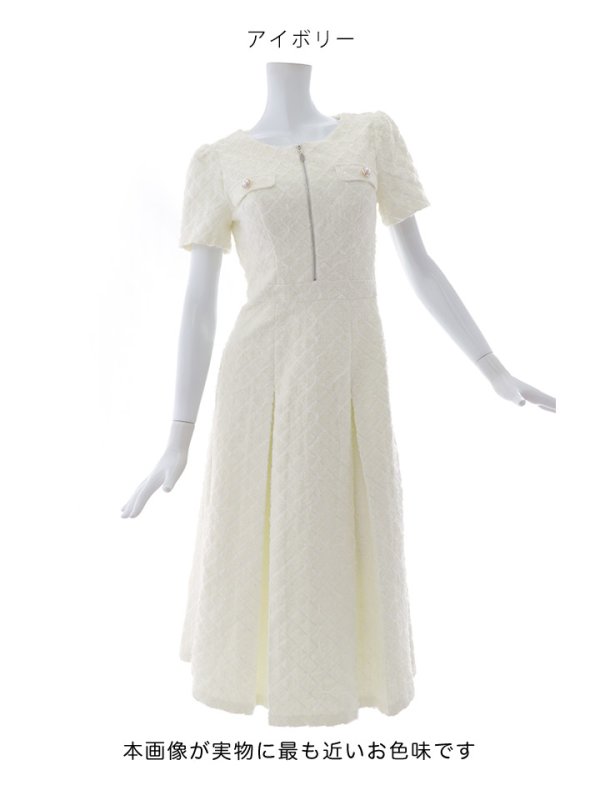 画像11: 新サイズ登場!【sifeel/シフィール】ツイードミディアムドレス/ジップアップ/パール/フレアスカート/背中隠し/キャバドレス【S-XLサイズ/1カラー】[OF01A] 【SB】dzj