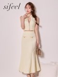 【sifeel/シフィール】襟付きノースリーブツイードセットアップドレス/キャバドレス【S-Lサイズ/1カラー】[OF01] 【SB】dzw