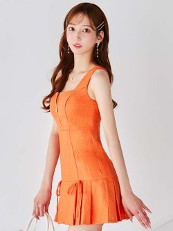 フロントジップリボンプリーツミニドレス/キャバドレス【XS-Lサイズ/1カラー】[OF01] 【SB】dzkoAG