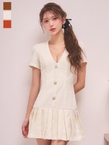 新色登場！ショートスリーブロープリーツミニドレス/キャバドレス【XS-Lサイズ/3カラー】[OF01] 【SB】dzwAG