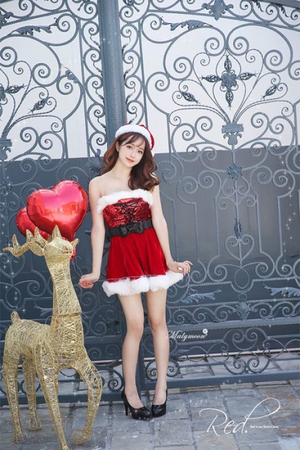 画像6: 【即日発送】【クリスマスコスプレ4点セット】【Malymoon/マリームーン】レースアップxウエストリボンサンタコスプレ【フリーサイズ/8カラー】[YMT]