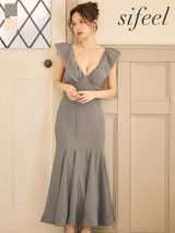 送料無料!【sifeel/シフィール】フリルショルダーVネックマーメイドミディアムドレス/キャバドレス【S-Lサイズ/2カラー】【予約商品/8月下旬発送予定】[OF04] 【SB】dzwvLD