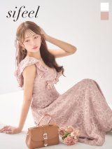 【sifeel/シフィール】花柄刺繍フリルショルダーミディアムフレアワンピース/キャバドレス[OF04] 【SB】dzcuLD