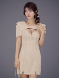 送料無料!カットアウトリボンデザインタイトミニドレス/キャバドレス【XS-Lサイズ/1カラー】[OF01] 【SB】dzwAG