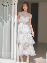 送料無料！【sifeel/シフィール】花柄ティアードフリルワンピースドレス/２段フリル/キャバドレス【S-Lサイズ/1カラー】[OF01]【SB】dzwLD