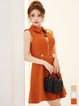 送料無料!襟付きフロントジップフレアーワンピースドレス/キャバドレス【XS-Lサイズ/3カラー】[OF01A] 【SB】dzqvAG