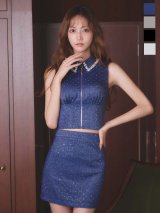 新色登場！パール襟フロントジップセットアップタイトミニドレス/キャバドレス【XS-XLサイズ/ 4カラー】【一部予約商品/2月中旬発送予定】[OF01] 【SB】dzwIA