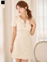 送料無料!ビジューリボンツイードミニワンピースドレス/キャバドレス【XS-XLサイズ/2カラー】【予約商品/11月下旬発送予定】[OF01] 【SB】dzwIA