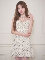  小花柄キャミソールリボンフレアミニドレス/キャバドレス【XS-Lサイズ/1カラー】[OF01]【SB】dzmvBF