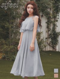 【即日発送】送料無料!【sifeel/シフィール】キャミソール/アメスリ/ビジュー/フリル/シフォン/ロングドレス/キャバドレス【S-Mサイズ/2カラー】[OF01] 【SB】dzwuLD