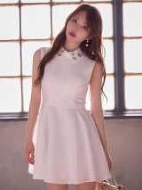 送料無料!ビジュー襟フレアミニドレス/キャバドレス【XS-XLサイズ/1カラー】【予約商品/12月下旬発送予定】[OF01]【SB】dzqIA