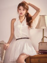 送料無料!襟付きウエストベルトフレアミニドレス/キャバドレス【XS-Lサイズ/1カラー】【予約商品/1月中旬発送予定】[OF03]【SB】dzwvAG