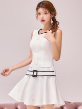 送料無料!ウエストベルトパイピングフレアミニドレス/キャバドレス【XS-Mサイズ/1カラー】【一部予約商品/3月中旬発送予定】[OF04]【SB】dzwIA