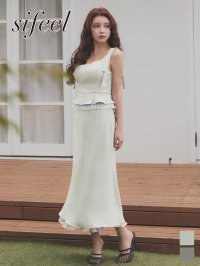 送料無料!【sifeel/シフィール】リボンショルダー/ペプラム/ノースリーブ/セットアップ/フレア/ロングドレス/キャバドレス【S-Mサイズ/2カラー】【予約商品/4月下旬発送予定】[OF01] 【SB】dzqvLD