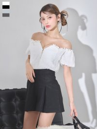 送料無料!オフショルシャーリングドッキングショートパンツミニドレス/キャバドレス【XS-Mサイズ/2カラー】【予約商品/3月下旬発送予定】[OF04]【SB】dzjvSK