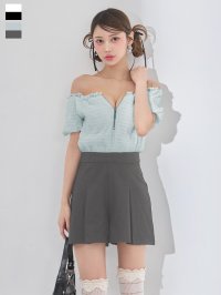 送料無料!オフショルシャーリングドッキングショートパンツミニドレス/キャバドレス【XS-Mサイズ/2カラー】【予約商品/3月下旬発送予定】[OF04]【SB】dzjvSK