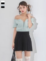 【即日発送】送料無料!オフショルシャーリングドッキングショートパンツミニドレス/キャバドレス【XS-Mサイズ/2カラー】[OF01]【SB】dzjvSK