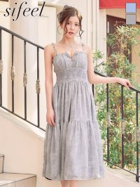 送料無料!【sifeel/シフィール】花柄/シフォン/シアー/シャーリング/胸元ジップ/キャミソール/ノースリーブ/ワンピース/ロングドレス/キャバドレス【S-Mサイズ/2カラー】【予約商品/6月下旬発送予定】[OF01]【SB】dzwvLD