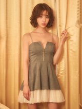 送料無料！キャミソール/ジップ/チェック柄/スーツ生地/チュール/フレア/ミニドレス/キャバドレス【XS-Mサイズ/1カラー】【予約商品/9月上旬発送予定】[OF01]天海りこ着用【SB】dzqvAG