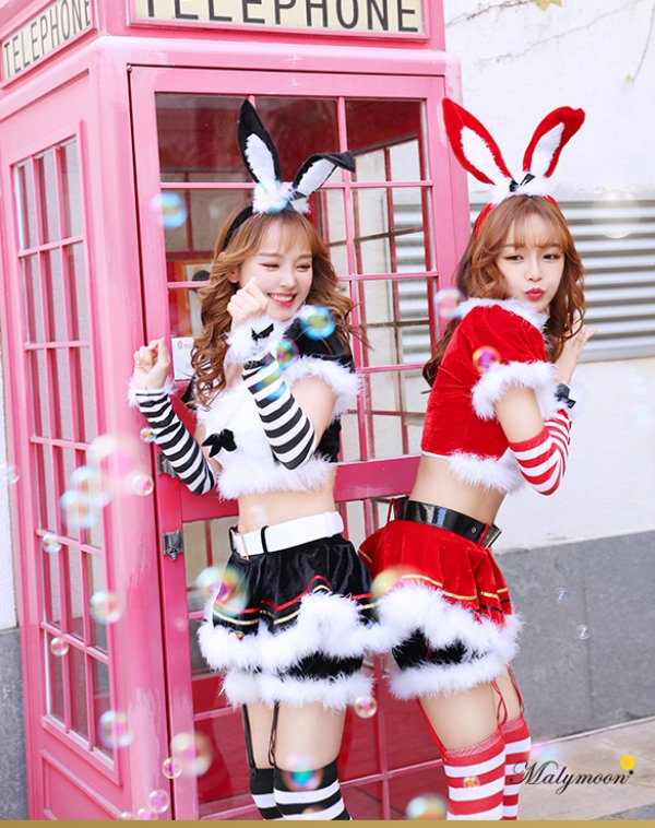 画像4: 【即日発送】【クリスマスコスプレ8点セット】【Malymoon/マリームーン】バニーサンタクロースコスチューム【フリーサイズ/2カラー】[YMT]