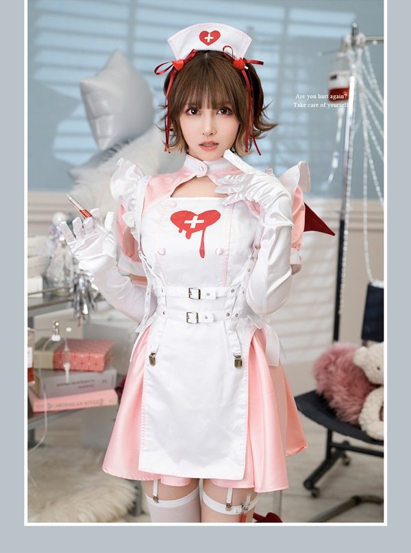 画像2: 【ノベルティ対象】【即日発送】デビルハーネスナース【マリームーン】【ハロウィンコスプレ9点セット】【フリーサイズ/2カラー】[YMT]