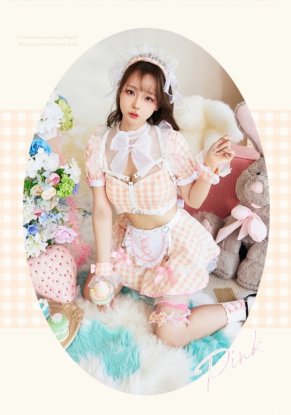 画像4: 【即日発送】ハーネスポップギンガムチェックメイド【マリームーン】【ハロウィンコスプレ8点セット】【フリーサイズ/3カラー】[OF04]