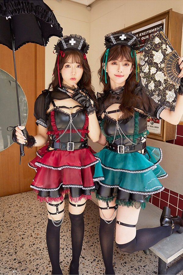 画像14: 【即日発送】ホーンテッドブラックレザーナース【マリームーン】【ハロウィンコスプレ6点セット】【フリーサイズ/2カラー】[OF04]