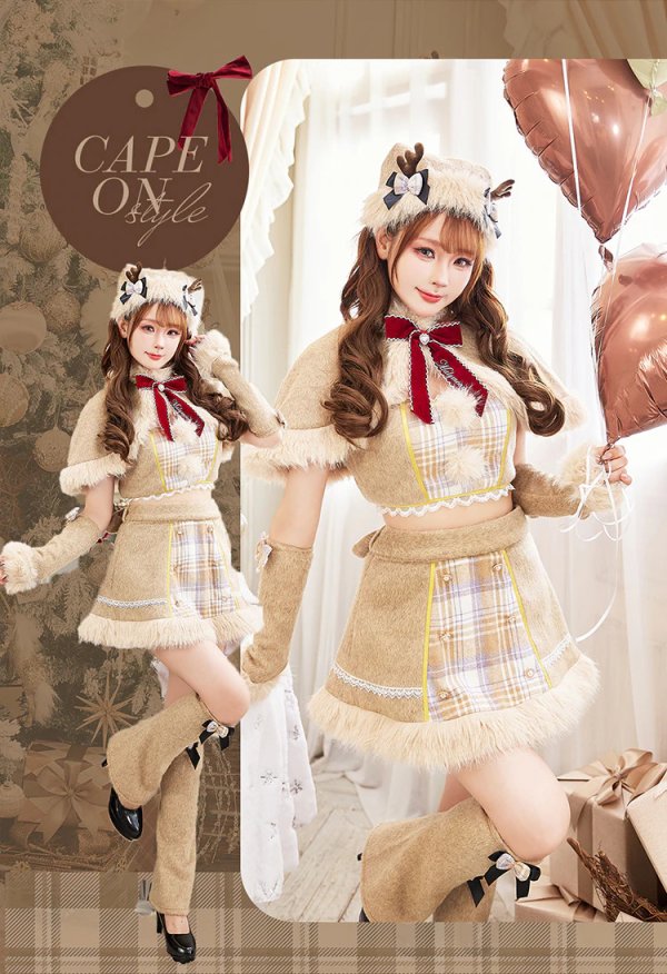 画像6: 【即日発送】【サンタ】ラテチェックケープトナカイ【Malymoon/マリームーン】【コスプレ8点セット】【Fサイズ/1カラー】[OF03]