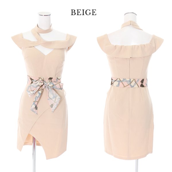 画像9: 値下げ！ワンカラー/スカーフベルト/谷間魅せ/キャバドレス/ミニドレス【S-Mサイズ/2カラー】[HC02]【YN】dz