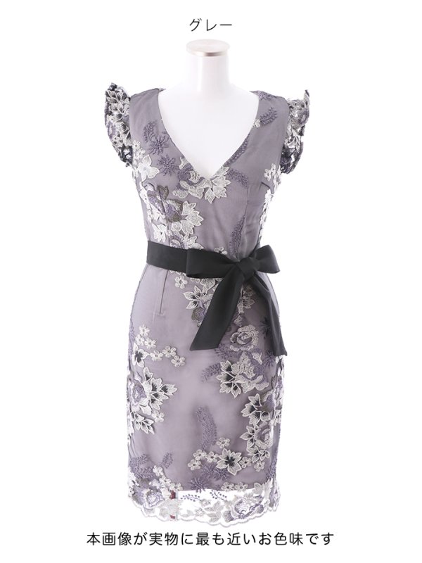 画像14: SALE!再入荷！ラグジュアリーフラワー/花柄刺繍/リボンベルト/キャバドレス/ミニドレス【S-Lサイズ/2カラー】[OF03-X]【YN】dz