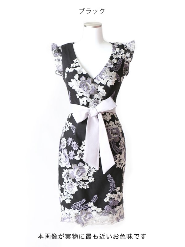 画像13: SALE!再入荷！ラグジュアリーフラワー/花柄刺繍/リボンベルト/キャバドレス/ミニドレス【S-Lサイズ/2カラー】[OF03-X]【YN】dz