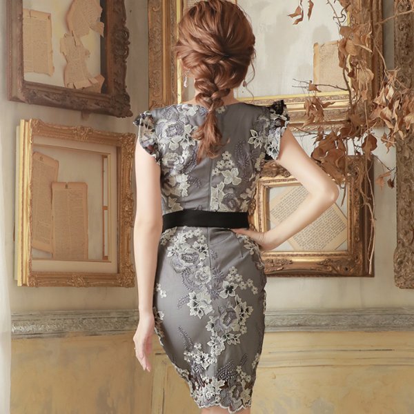 画像7: SALE!再入荷！ラグジュアリーフラワー/花柄刺繍/リボンベルト/キャバドレス/ミニドレス【S-XLサイズ/1カラー】[OF03-X]【YN】dz