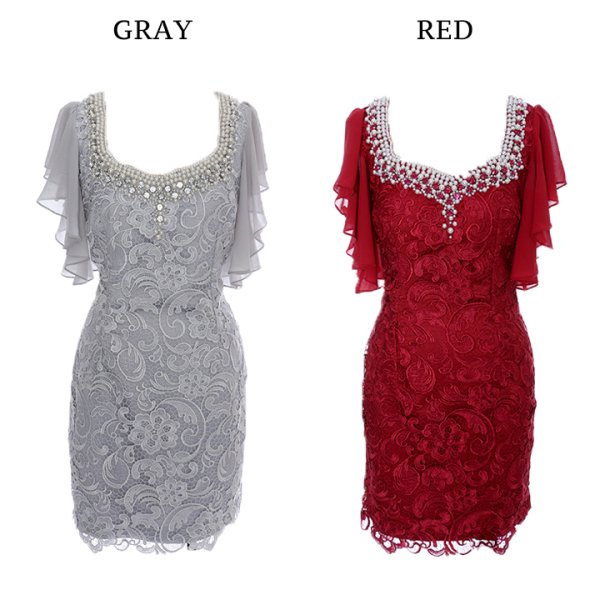 画像19: 丈の長さが選べる！フロントレースサテンミニパーティードレス[OF01A]【SB】