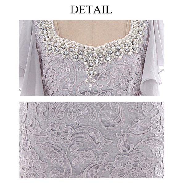 画像19: 値下げ！【XS-XXLサイズ/9カラー】きらめきビジュー＆パールの贅沢な輝き♪ 華の総レースで上品なオーラを放ちます☆フロントレースサテンミニパーティードレス[OF01A]【SB】