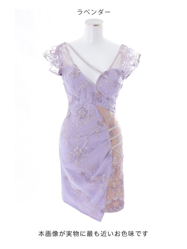 画像22: フラワー刺繍フェイクレースドレス/透け/フリル/ビジュー/谷間見せ/キャバドレス/ミニドレス【XS-XLサイズ/3カラー】[HC02-X]【YN】