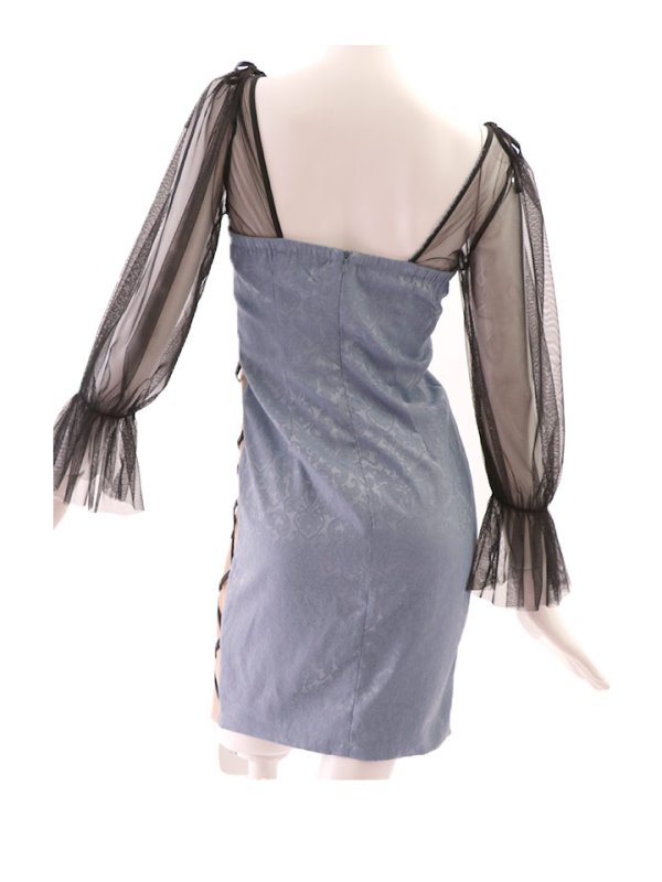 画像12: サイドシアーレイヤードドレス/シアー/谷間見せ/タイト/キャバドレス/ミニドレス【S-Lサイズ/2カラー】[OF03-U]【YN】dzj