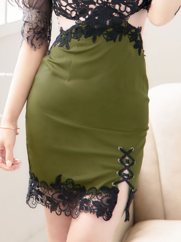 画像9: 再入荷！選べる袖ドレス/花柄刺繍スピンドルスリットドレス /透け /谷間見せ /ミニドレス /キャバドレス【XS-XLサイズ/3タイプ】[OF03-U] 【YN】dz