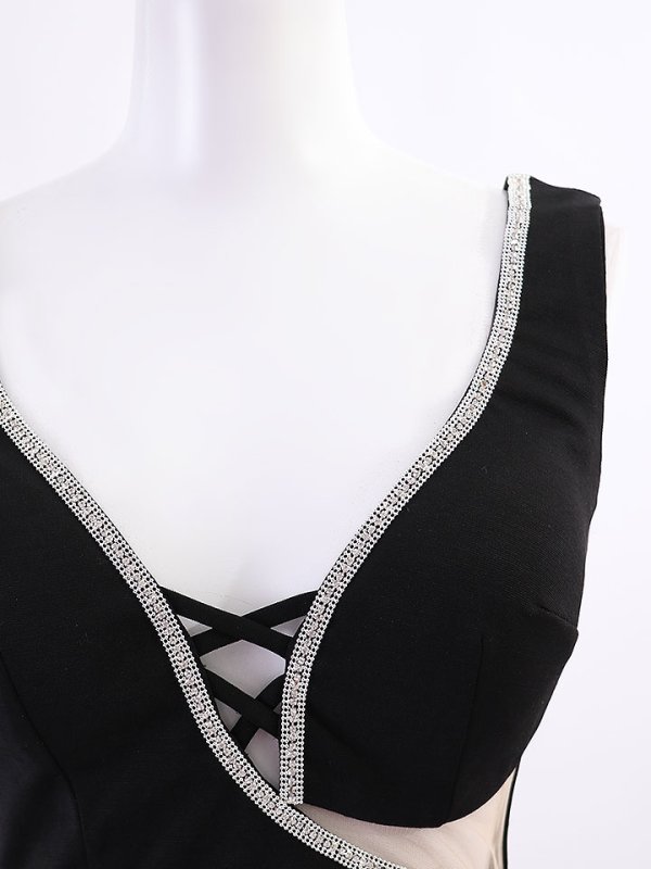 画像16: ビジューラインシアーカットドレス/透け/スピンドル/谷間見せ/ミニドレス/キャバドレス【S-Mサイズ/2カラー】[OF03-X] 【YN】